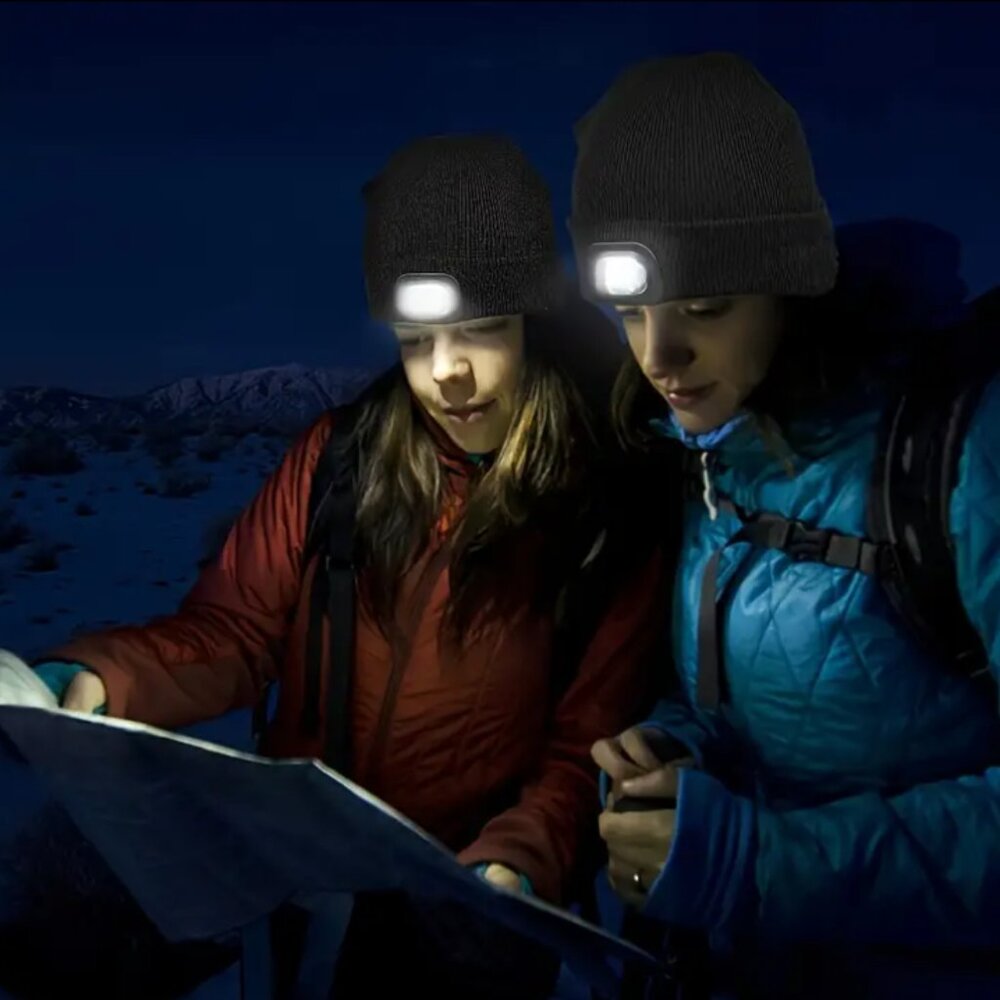 New Beanie with Headlight Rechargeable Pink - Picture 7 of 12